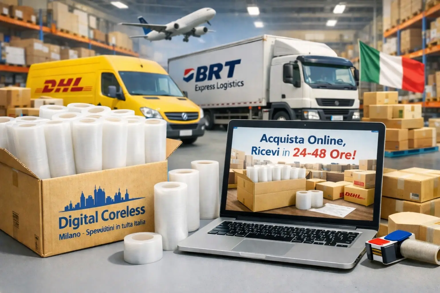 Spedizioni Italcorless: consegna rapida di bobine coreless