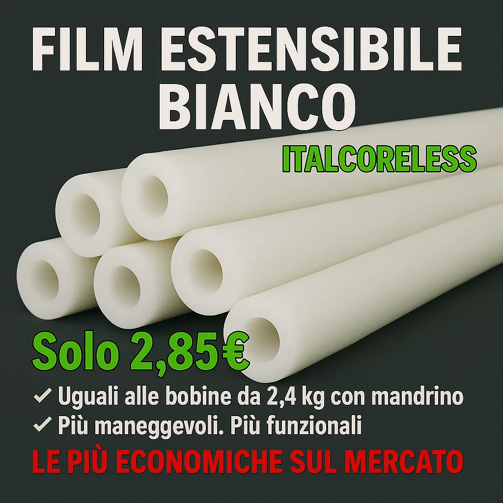 Film estensibile manuale bianco - 160 metri, 23 micron, coprente per imballaggi riservati