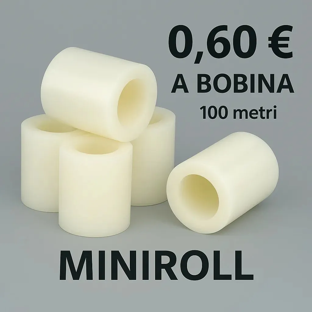 Miniroll senza mandrino da 100 metri per aziende, negozi, logistica ed e-commerce in Sicilia. Ideale per imballaggi leggeri nelle zone di Palermo, Catania, Messina, Siracusa e province.