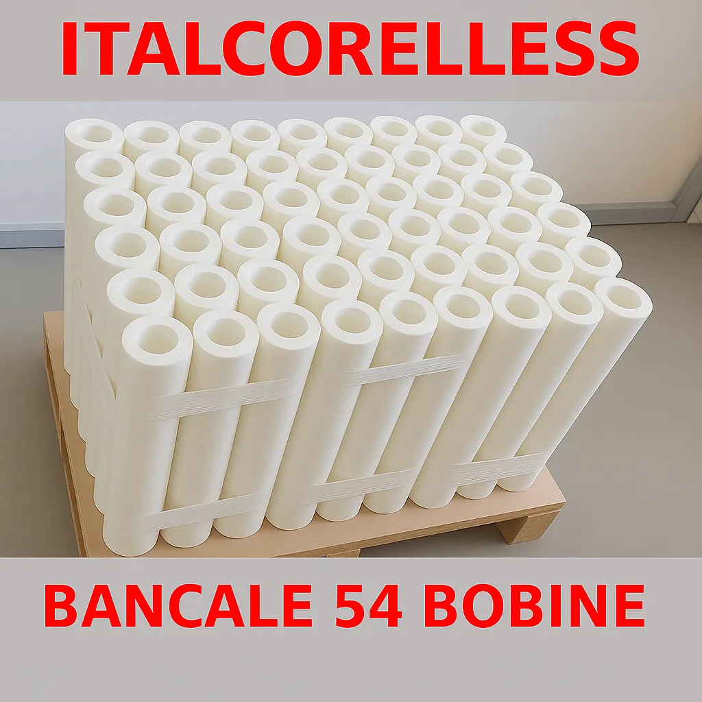 Bancale da 54 bobine di film estensibile bianco